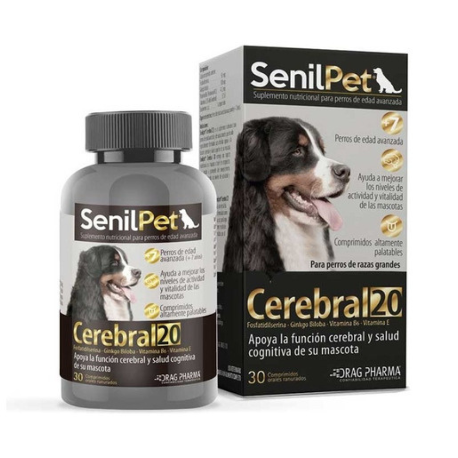 SenilPet Cerebral 20 Perros Raza Grande x 30 Comprimidos Ranurados